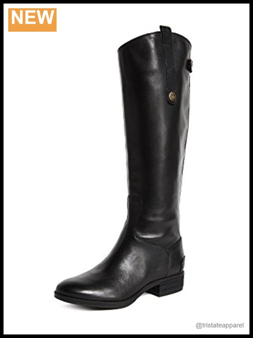 Supple Leather Riding Boots with Snap Strap, Exposed Back Zip, Padded Insole